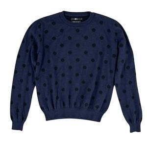 Seven 7 For All Mankind Sweater Italian Wool Medium Blue Polka Dot
